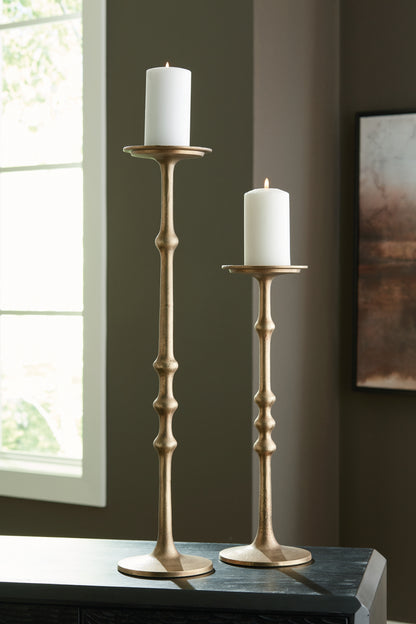 Larwick Antique Brass Finish Candle Holder (Set of 2) - A2000683