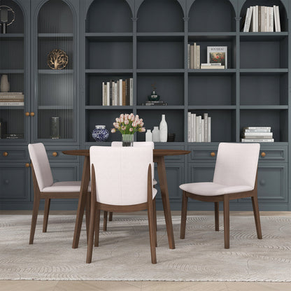 Laura  Beige Linen Solid Wood Dining Chair (Set Of 2) - DCH00402201