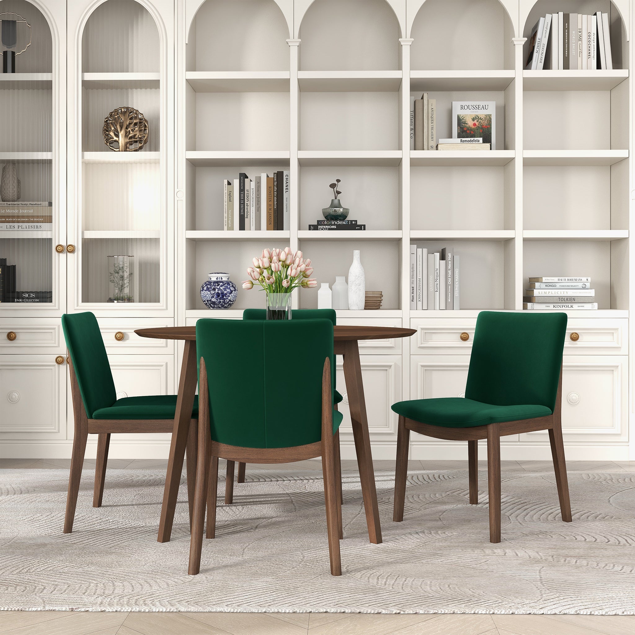 Laura  Green Velvet Solid Wood Dining Chair (Set Of 2) - DCH00402206