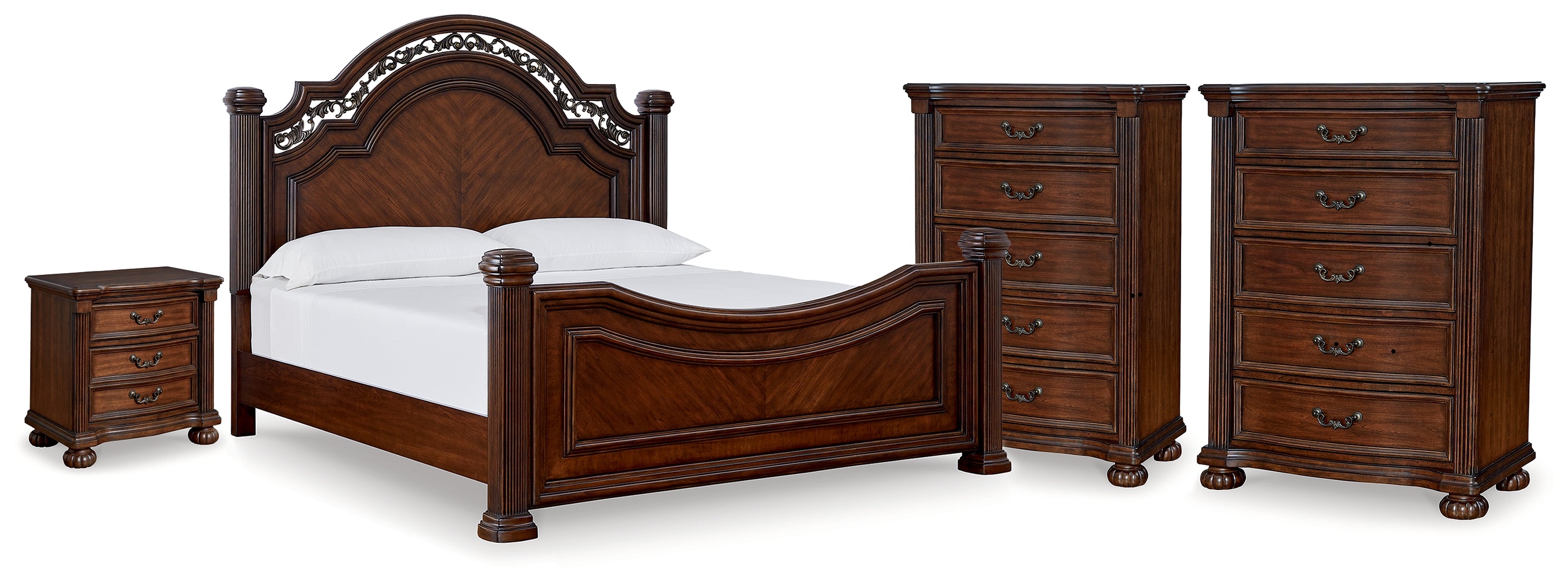 Lavinton Brown King Poster Bed, 2 Chests and Nightstand - B764B12