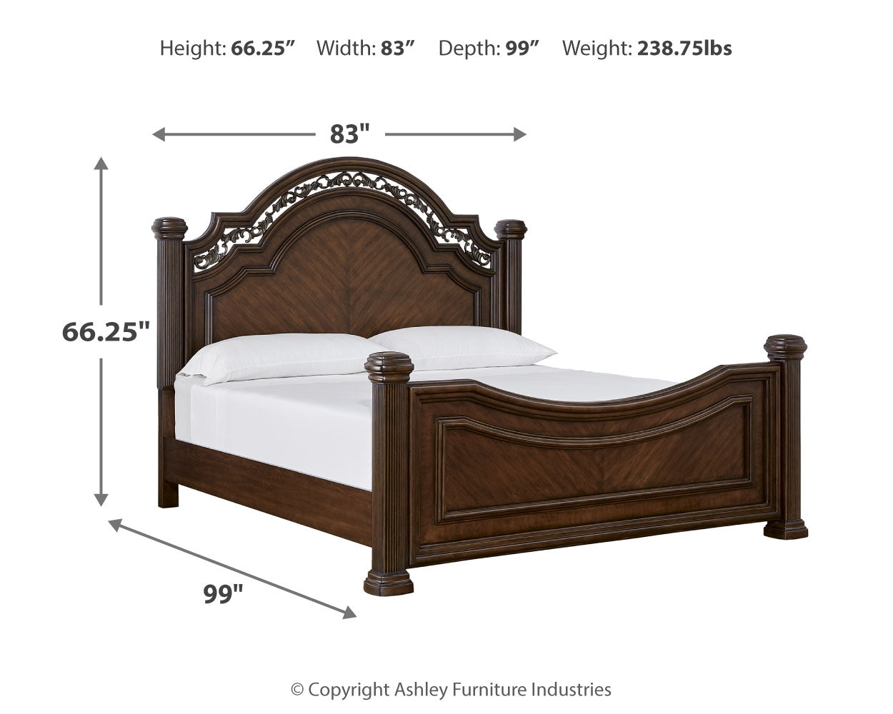 Lavinton California King Poster Bed with Mirrored Dresser and Chest in Brown from Ashley - Luna Furniture