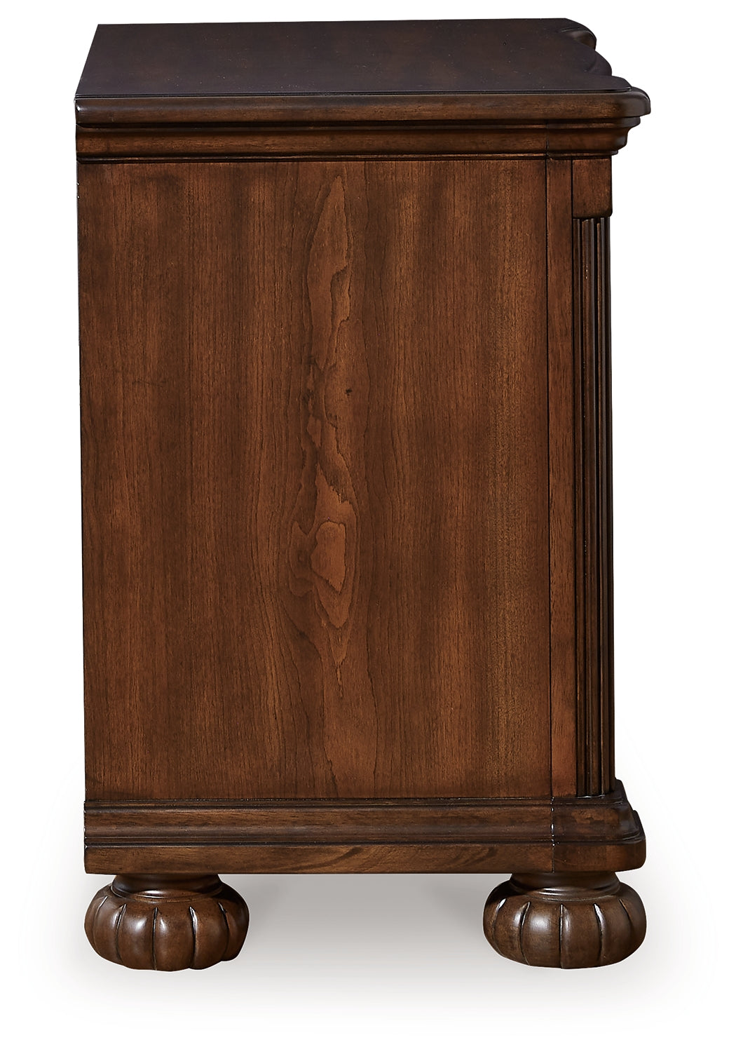 Lavinton King Poster Bed with Mirrored Dresser and 2 Nightstands in Brown from Ashley - Luna Furniture