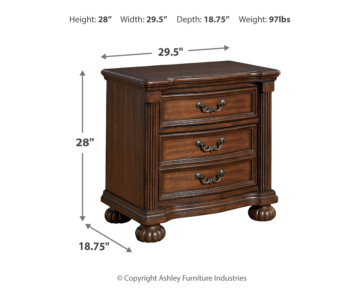 Lavinton King Poster Bed with Mirrored Dresser and 2 Nightstands in Brown from Ashley - Luna Furniture