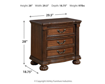 Lavinton King Poster Bed with Mirrored Dresser and 2 Nightstands in Brown from Ashley - Luna Furniture