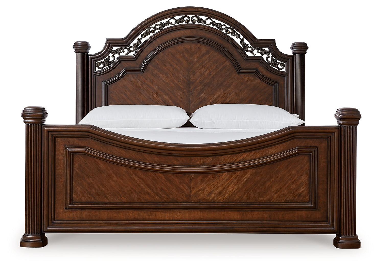 Lavinton King Poster Bed with Mirrored Dresser and 2 Nightstands in Brown from Ashley - Luna Furniture