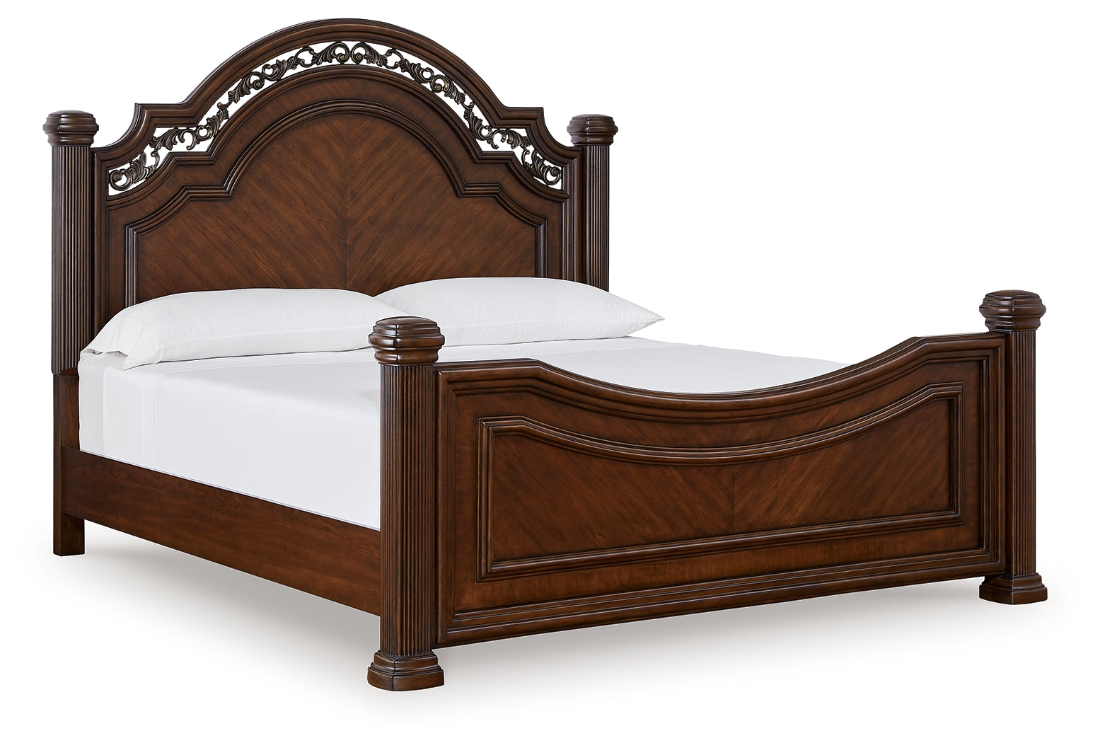 Lavinton King Poster Bed with Mirrored Dresser and 2 Nightstands in Brown from Ashley - Luna Furniture