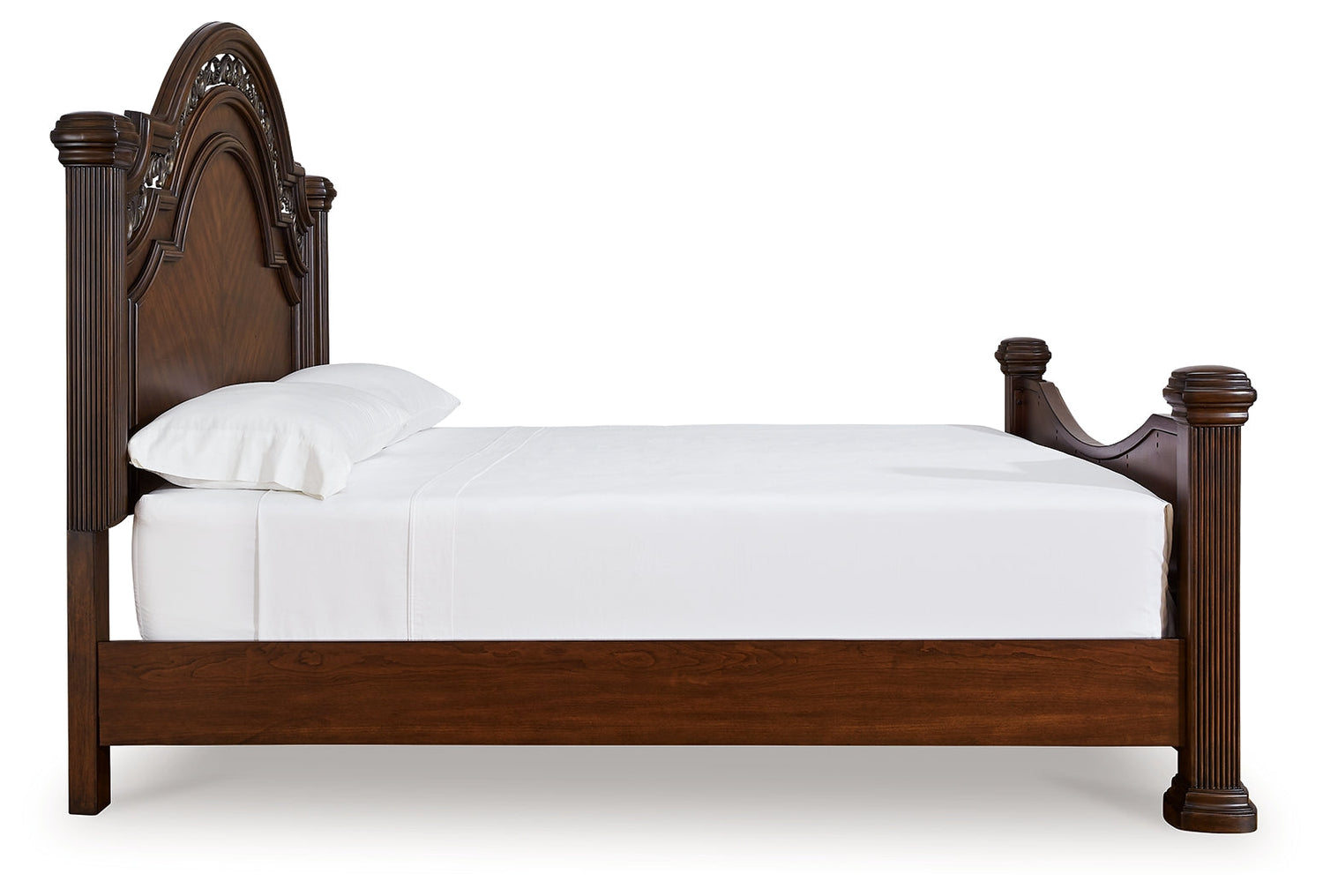 Lavinton King Poster Bed with Mirrored Dresser and 2 Nightstands in Brown from Ashley - Luna Furniture