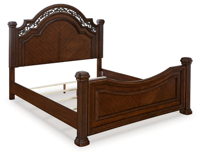 Lavinton King Poster Bed with Mirrored Dresser and 2 Nightstands in Brown from Ashley - Luna Furniture