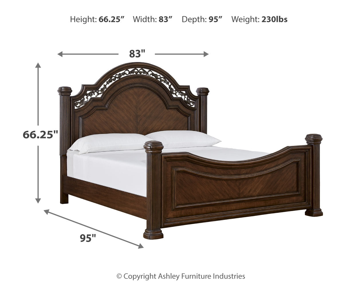 Lavinton King Poster Bed with Mirrored Dresser and 2 Nightstands in Brown from Ashley - Luna Furniture