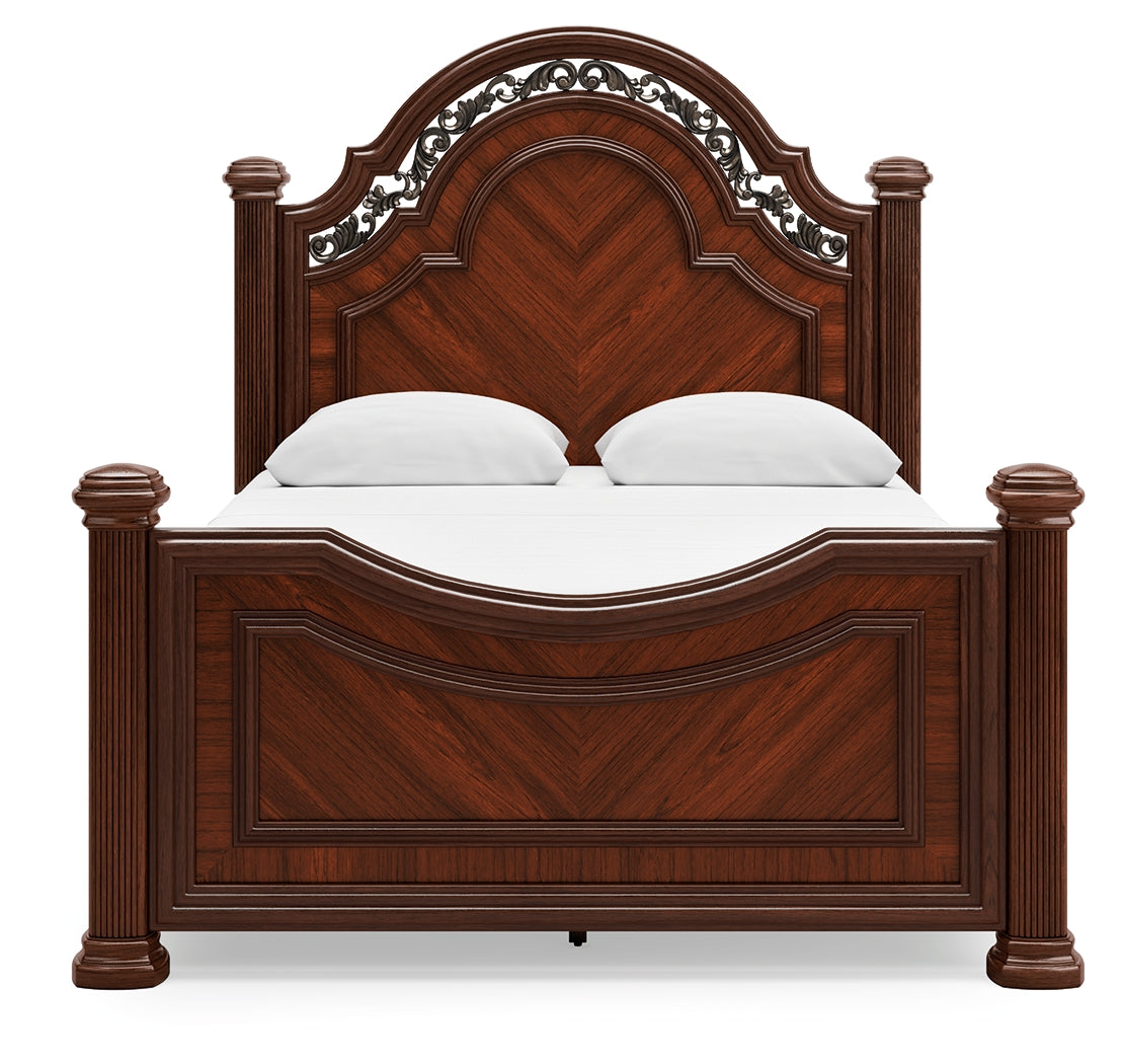 Lavinton Queen Poster Bed with 2 Nightstands in Brown from Ashley - Luna Furniture