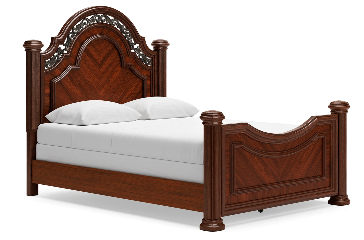 Lavinton Queen Poster Bed with Mirrored Dresser and 2 Nightstands in Brown from Ashley - Luna Furniture