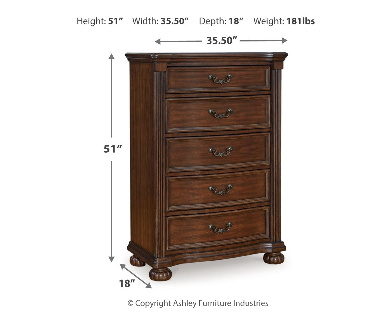 Lavinton Queen Poster Bed with Mirrored Dresser and Chest in Brown from Ashley - Luna Furniture