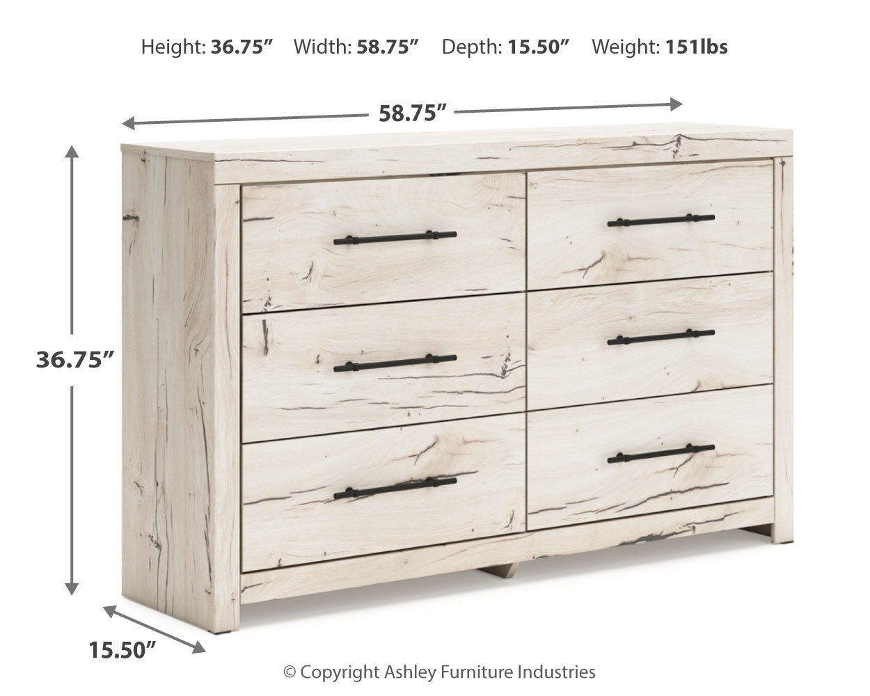 Lawroy Full Panel Bed with Dresser and 2 Nightstands in Light Natural from Ashley - Luna Furniture
