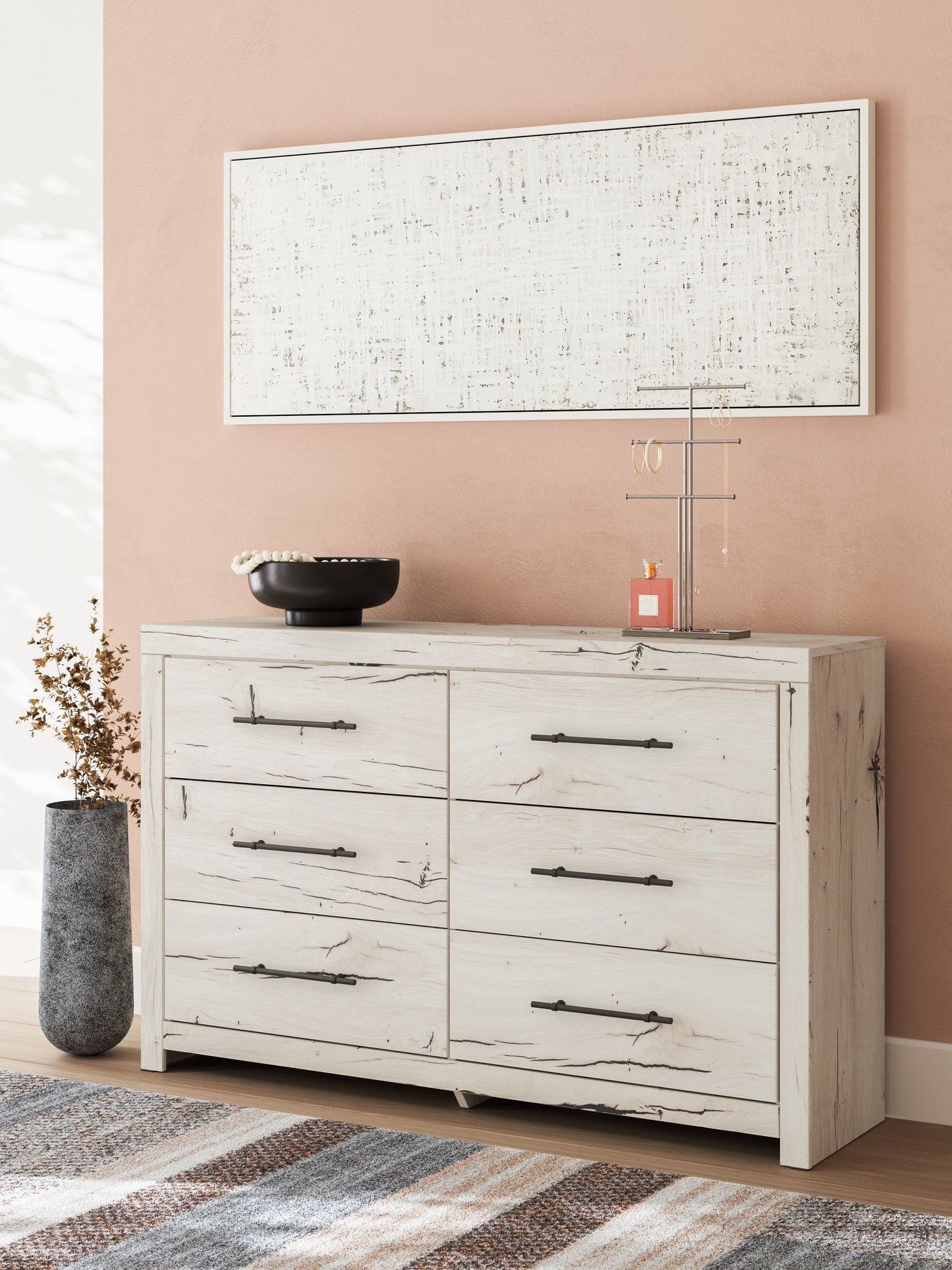 Lawroy Full Panel Bed with Dresser and 2 Nightstands in Light Natural from Ashley - Luna Furniture