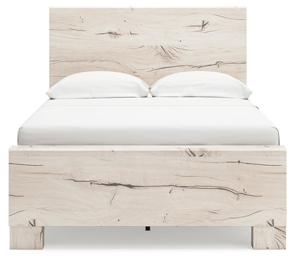 Lawroy Full Panel Bed with Mirrored Dresser, Chest and Nightstand in Light Natural from Ashley - Luna Furniture