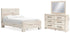 Lawroy Full Panel Bed with Mirrored Dresser in Light Natural - PKG020221