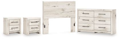 Lawroy Full Panel Headboard with Dresser and 2 Nightstands in Light Natural from Ashley - Luna Furniture