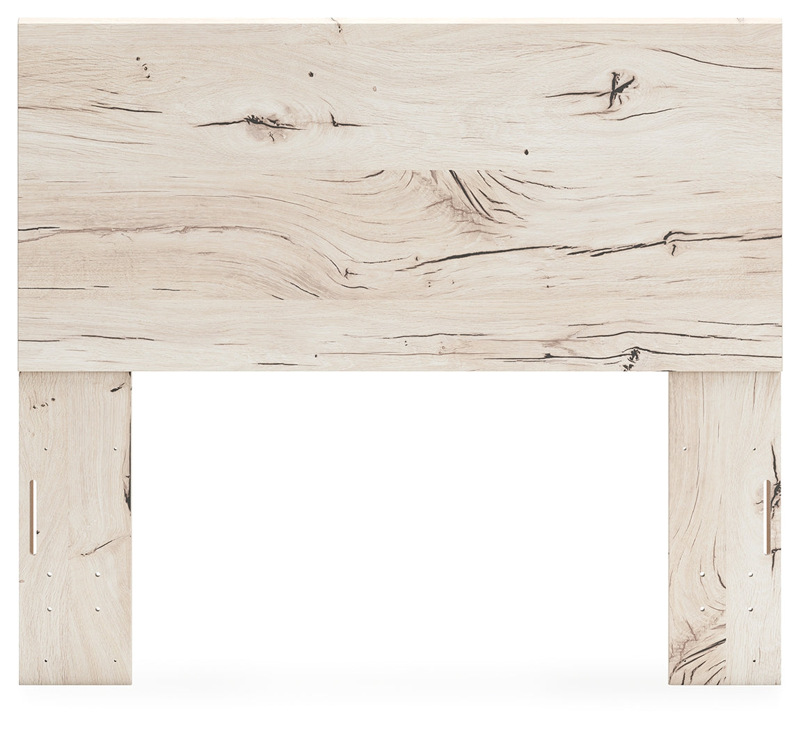 Lawroy Full Panel Headboard with Mirrored Dresser and Nightstand in Light Natural from Ashley - Luna Furniture