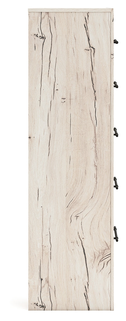 Lawroy Full Panel Headboard with Mirrored Dresser, Chest and 2 Nightstands in Light Natural from Ashley - Luna Furniture