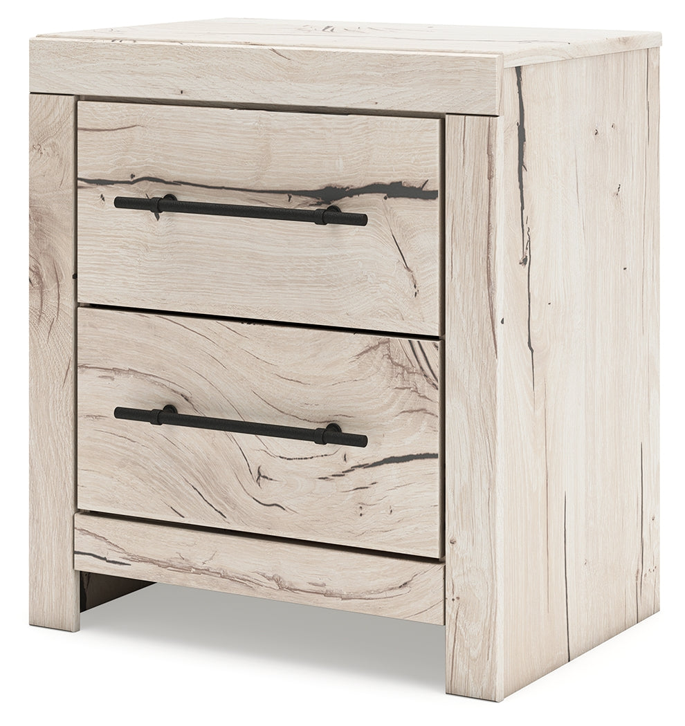 Lawroy Full Panel Headboard with Mirrored Dresser, Chest and 2 Nightstands in Light Natural from Ashley - Luna Furniture