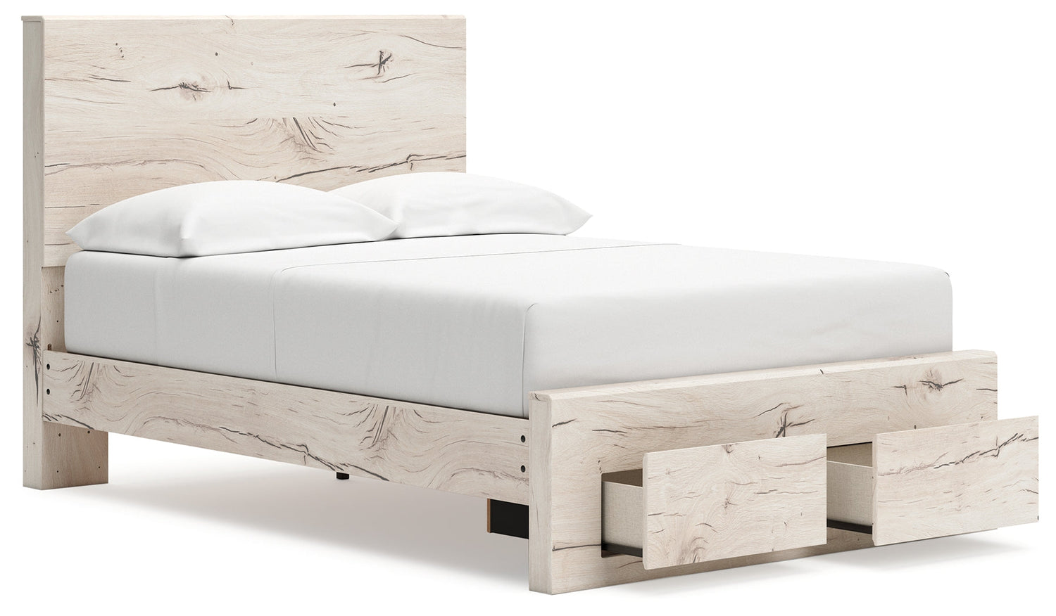 Lawroy Full Panel Storage Bed with Dresser and 2 Nightstands in Light Natural from Ashley - Luna Furniture