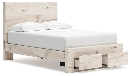Lawroy Full Panel Storage Bed with Mirrored Dresser, Chest and 2 Nightstands in Light Natural from Ashley - Luna Furniture