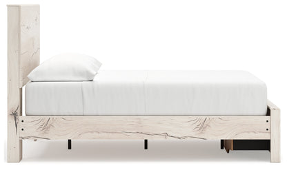 Lawroy Full Panel Storage Bed with Mirrored Dresser, Chest and 2 Nightstands in Light Natural from Ashley - Luna Furniture