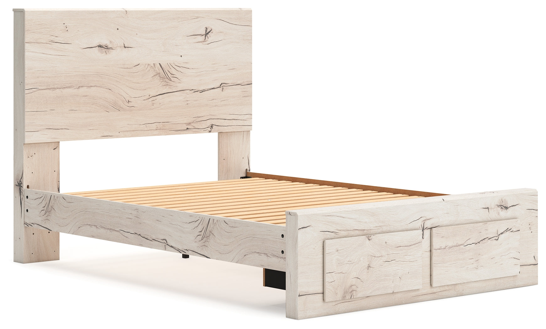 Lawroy Full Panel Storage Bed with Mirrored Dresser, Chest and 2 Nightstands in Light Natural from Ashley - Luna Furniture