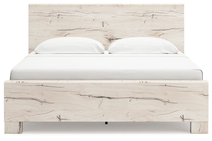 Lawroy King Panel Bed with Mirrored Dresser and Chest in Light Natural from Ashley - Luna Furniture
