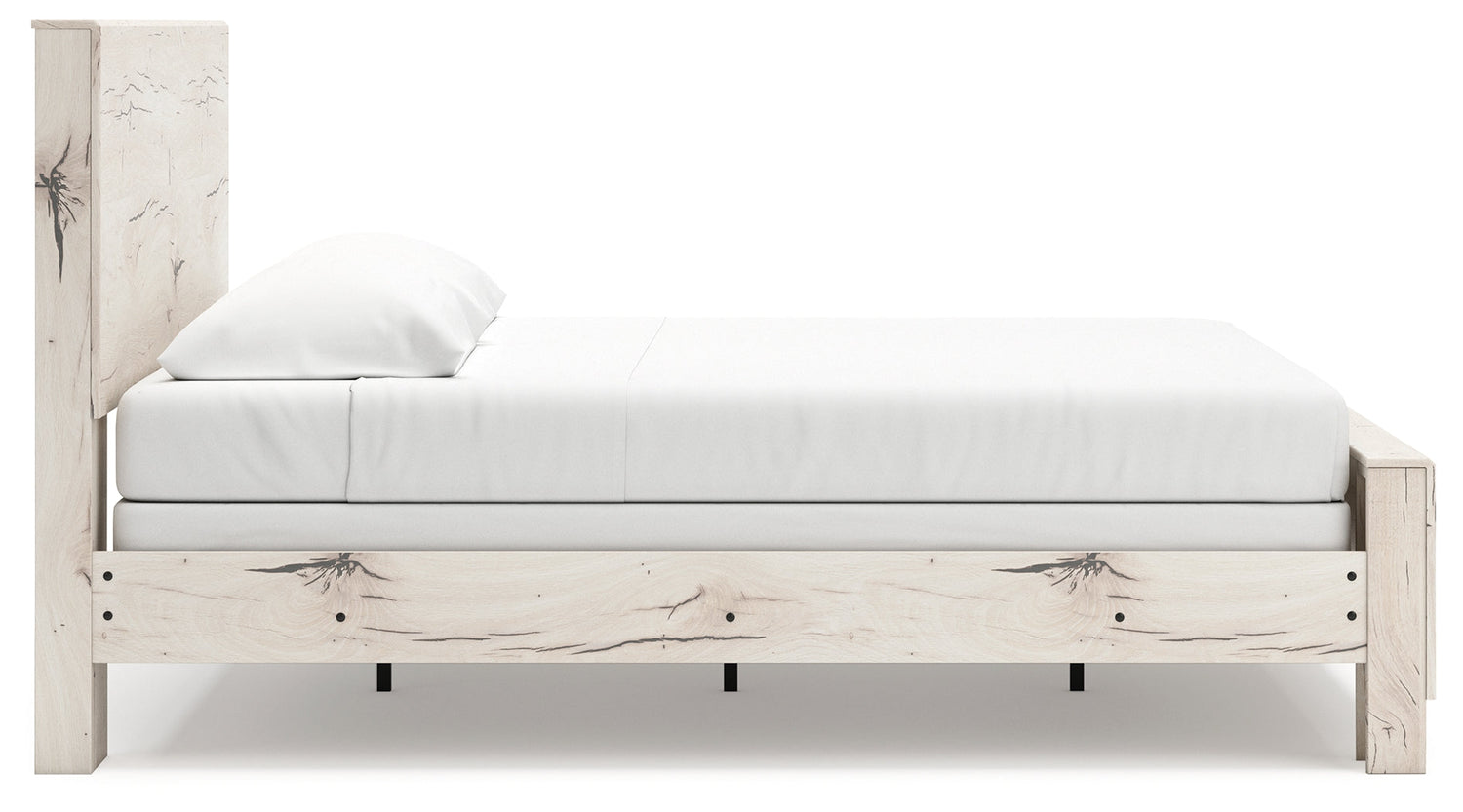 Lawroy King Panel Bed with Mirrored Dresser and Chest in Light Natural from Ashley - Luna Furniture