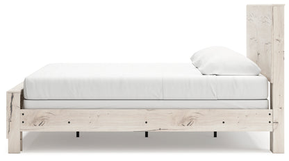 Lawroy King Panel Bed with Mirrored Dresser and Chest in Light Natural from Ashley - Luna Furniture