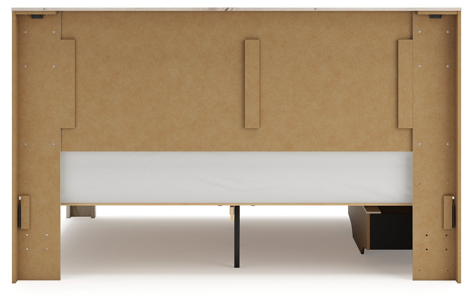 Lawroy King Panel Bed with Mirrored Dresser and Nightstand in Light Natural from Ashley - Luna Furniture