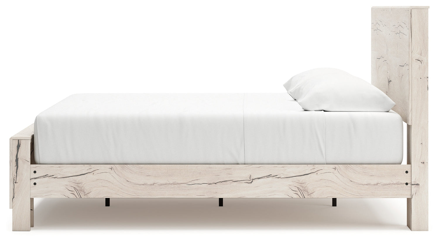 Lawroy King Panel Bed with Mirrored Dresser and Nightstand in Light Natural from Ashley - Luna Furniture