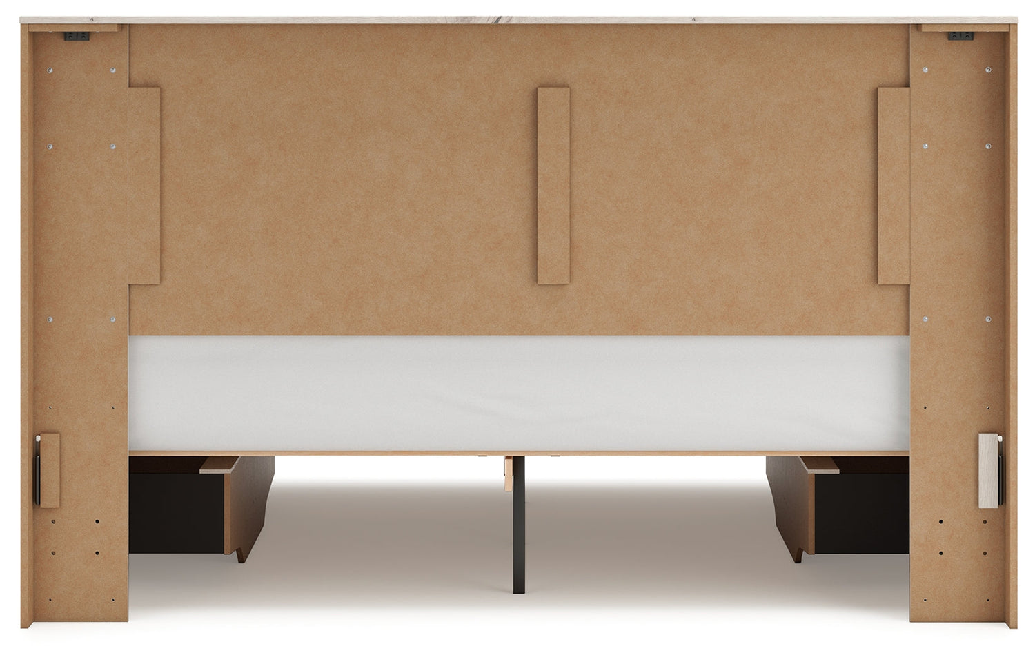 Lawroy King Panel Bed with Mirrored Dresser and Nightstand in Light Natural from Ashley - Luna Furniture