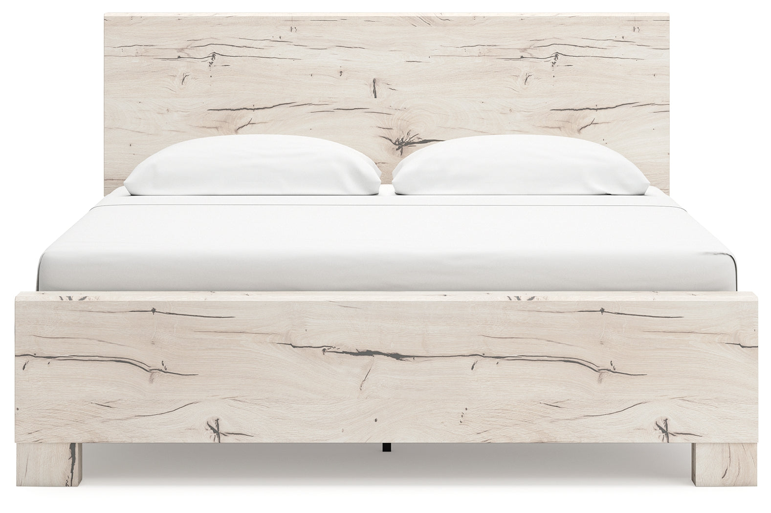 Lawroy King Panel Bed with Mirrored Dresser, Chest and Nightstand in Light Natural from Ashley - Luna Furniture