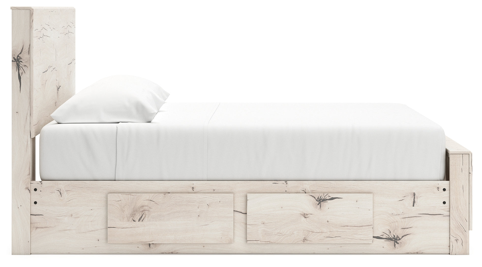 Lawroy King Panel Bed with Mirrored Dresser in Light Natural from Ashley - Luna Furniture