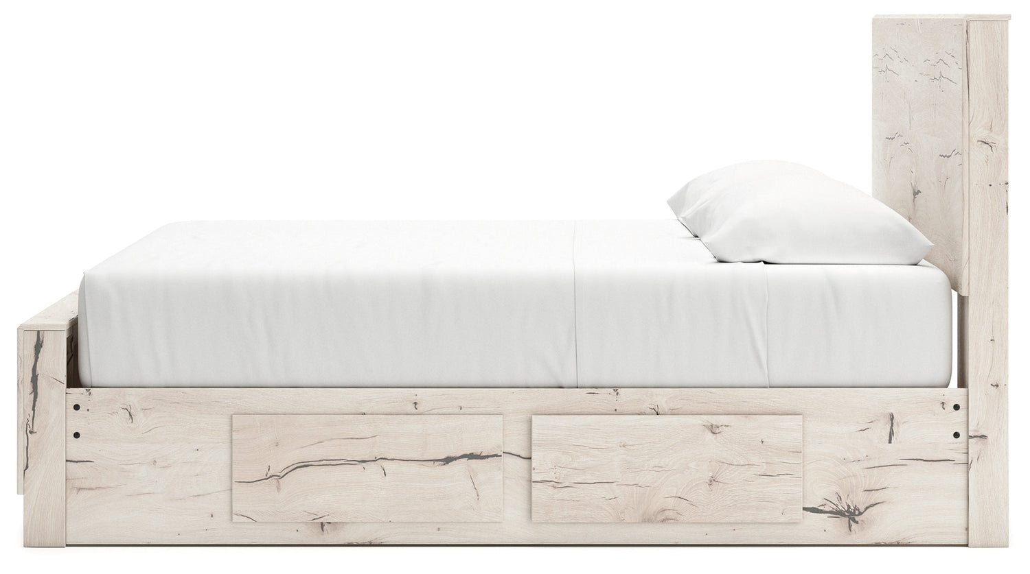 Lawroy King Panel Bed with Mirrored Dresser in Light Natural from Ashley - Luna Furniture