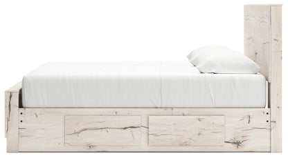 Lawroy King Panel Bed with Mirrored Dresser in Light Natural from Ashley - Luna Furniture