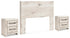 Lawroy King Panel Headboard with 2 Nightstands in Light Natural - PKG020520
