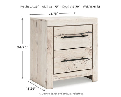 Lawroy King Panel Headboard with Mirrored Dresser and 2 Nightstands in Light Natural from Ashley - Luna Furniture