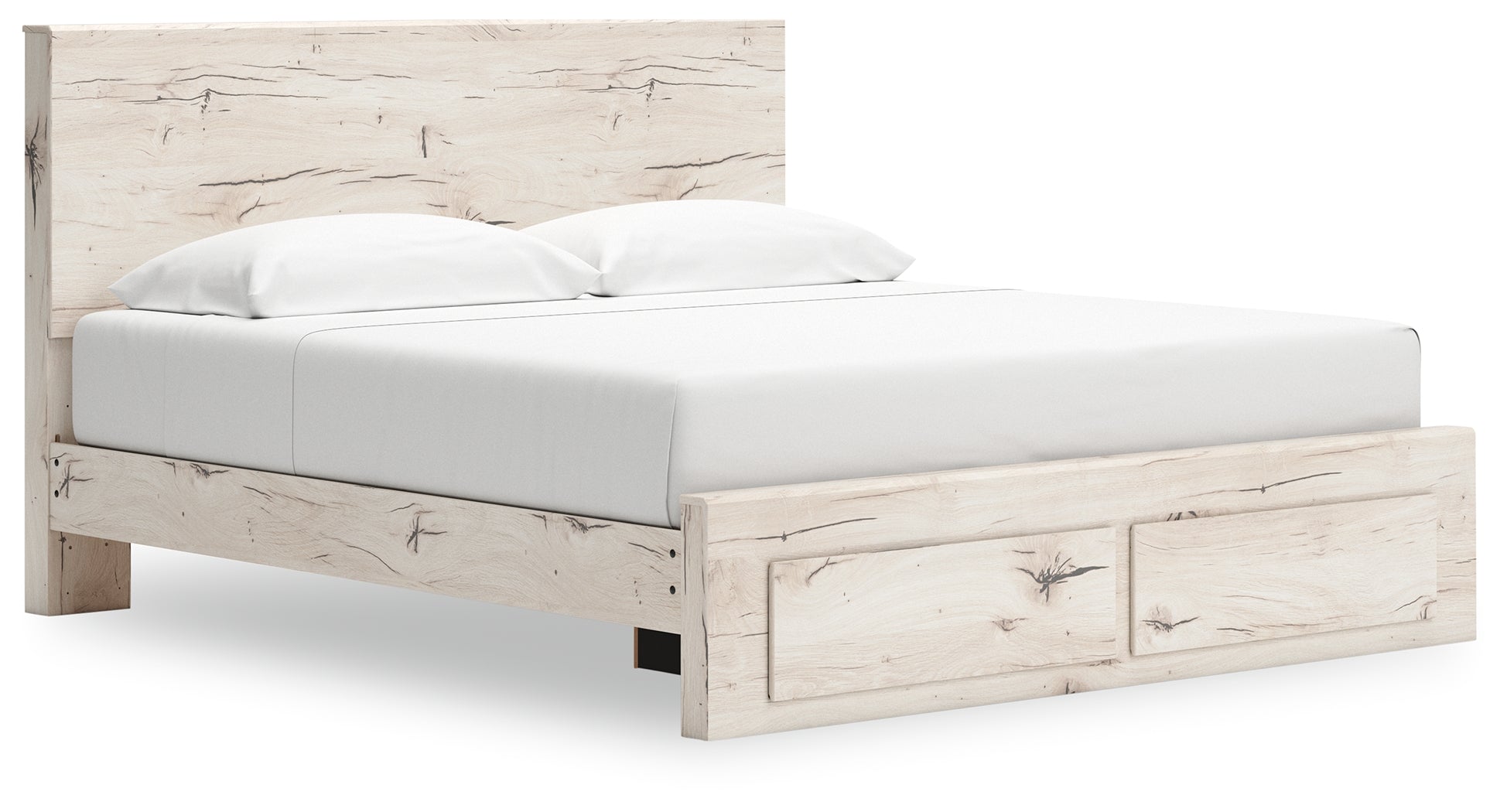Lawroy King Panel Storage Bed with Mirrored Dresser, Chest and Nightstand in Light Natural from Ashley - Luna Furniture