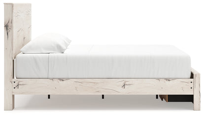 Lawroy King Panel Storage Bed with Mirrored Dresser, Chest and Nightstand in Light Natural from Ashley - Luna Furniture