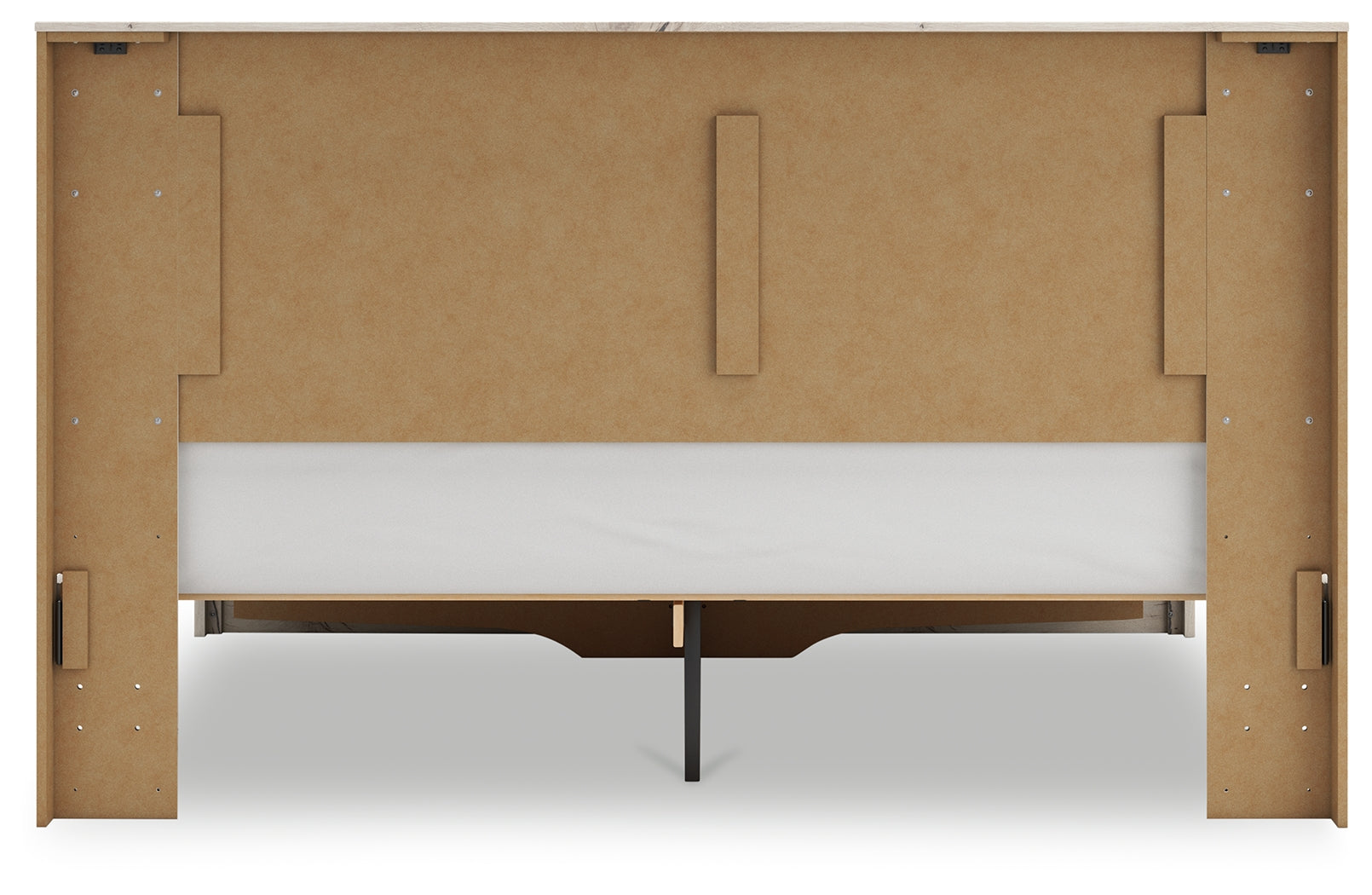 Lawroy King Panel Storage Bed with Mirrored Dresser, Chest and Nightstand in Light Natural from Ashley - Luna Furniture
