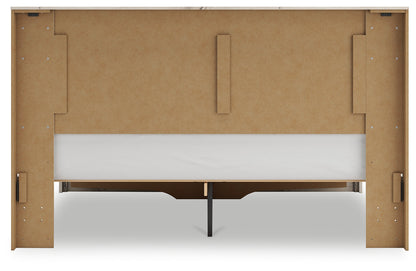 Lawroy King Panel Storage Bed with Mirrored Dresser, Chest and Nightstand in Light Natural from Ashley - Luna Furniture