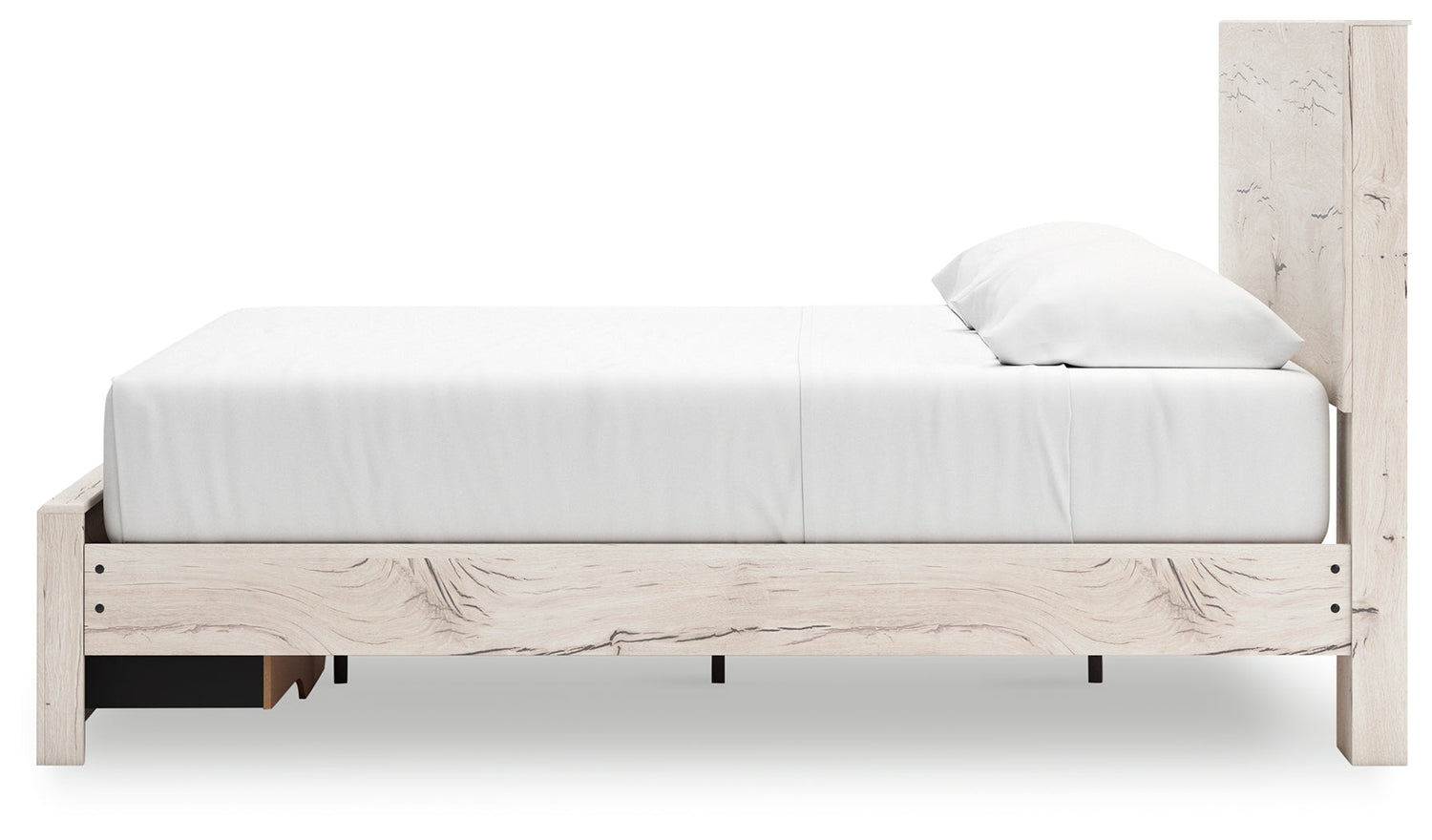 Lawroy King Panel Storage Bed with Mirrored Dresser, Chest and Nightstand in Light Natural from Ashley - Luna Furniture