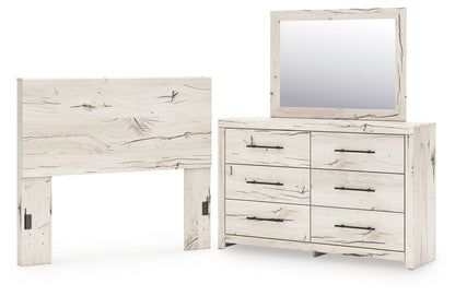 Lawroy Light Natural Full Panel Headboard, Dresser and Mirror - B2310B28