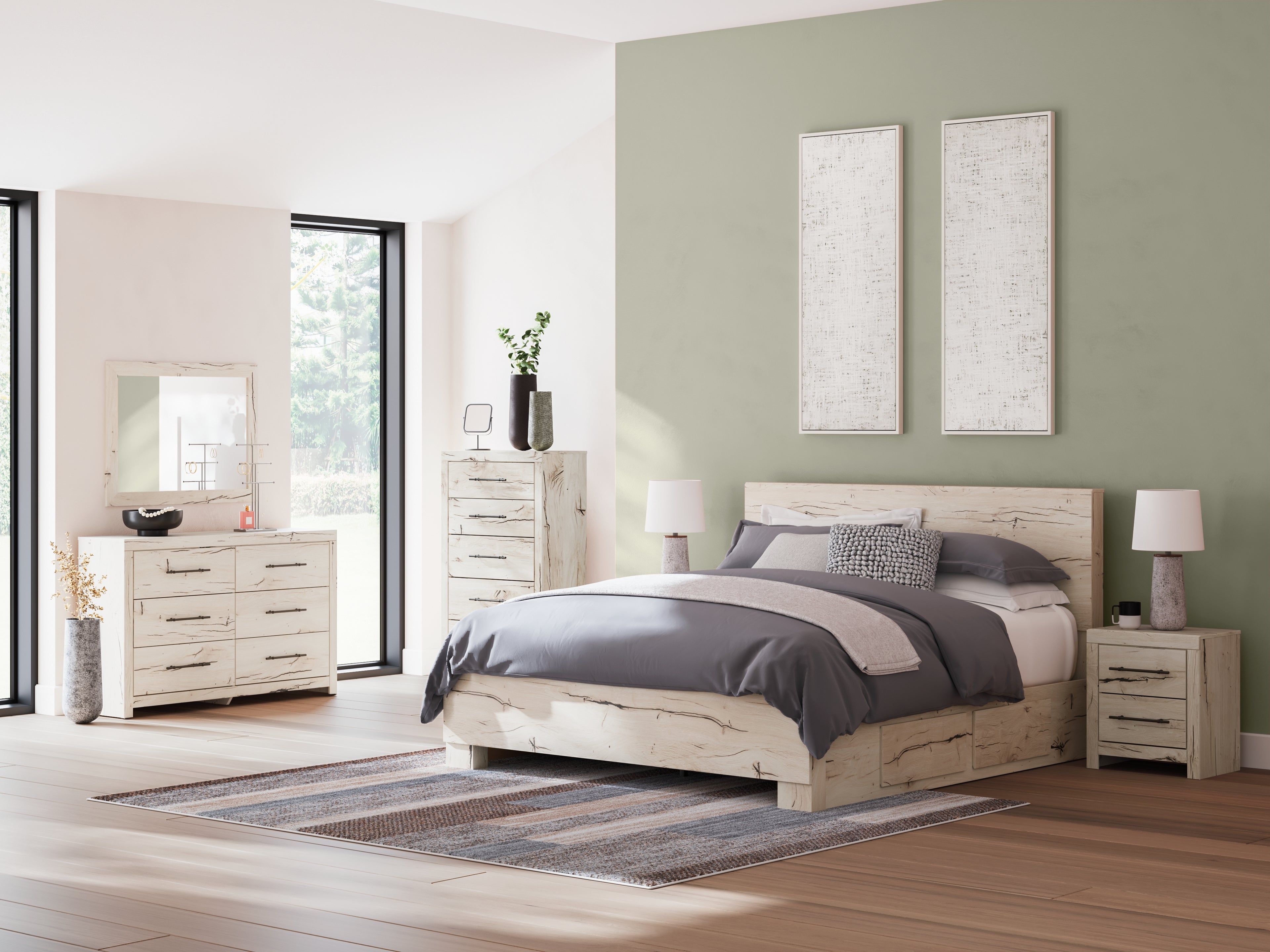 Lawroy Light Natural King Panel Bed with Storage - B2310B13