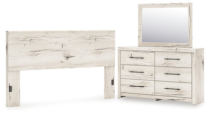Lawroy Light Natural King Panel Headboard, Dresser and Mirror - B2310B26