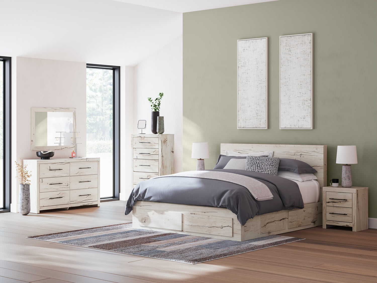 Lawroy Light Natural King Panel Storage Bed - B2310B14