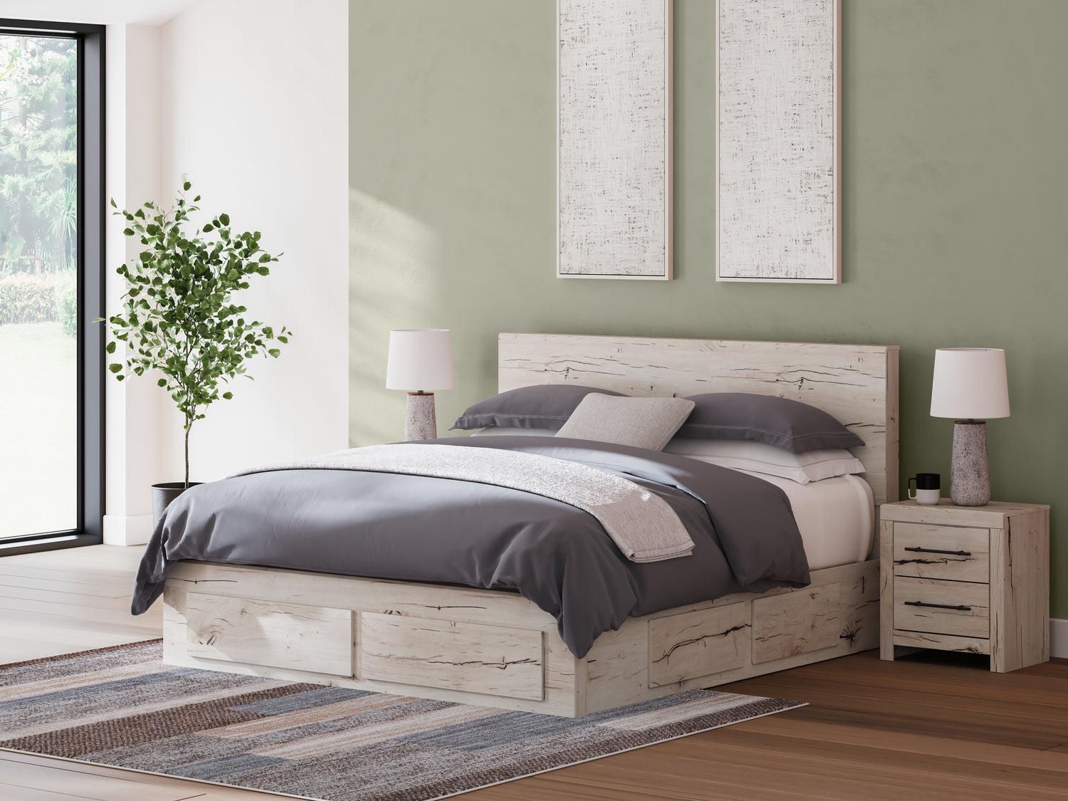 Lawroy Light Natural King Panel Storage Bed - B2310B14